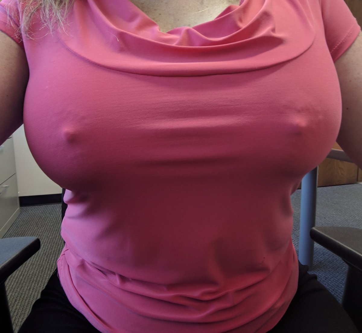 ProperTitsOut's tweet photo. I forgot the little jacket at home that I normally wear with this shirt... Should make for an interesting meeting this morning! Hehe
#barelysafeforwork #ionlylookcoldimhappytoseeyou #imfunny https://t.co/sUZOSoA1gU
