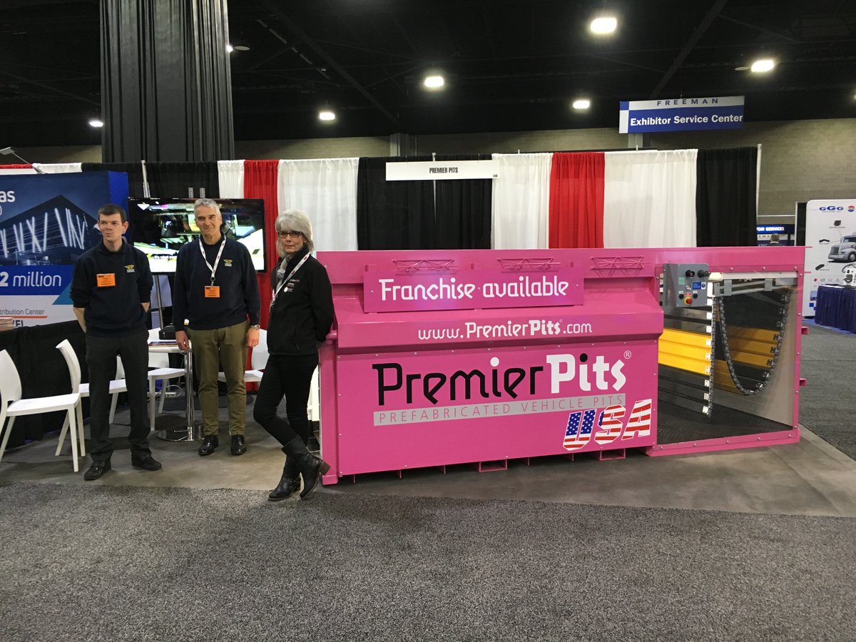 PremierPits's tweet photo. We are up and running!  Check out our stand at TMC 2018, @GWCC_ATL Our US demo pit is fitted with an ASP cover and ready for sale from the booth! #pinkpits #weexport #premierpits #TMC2018 https://t.co/Tp3NqNVxXJ