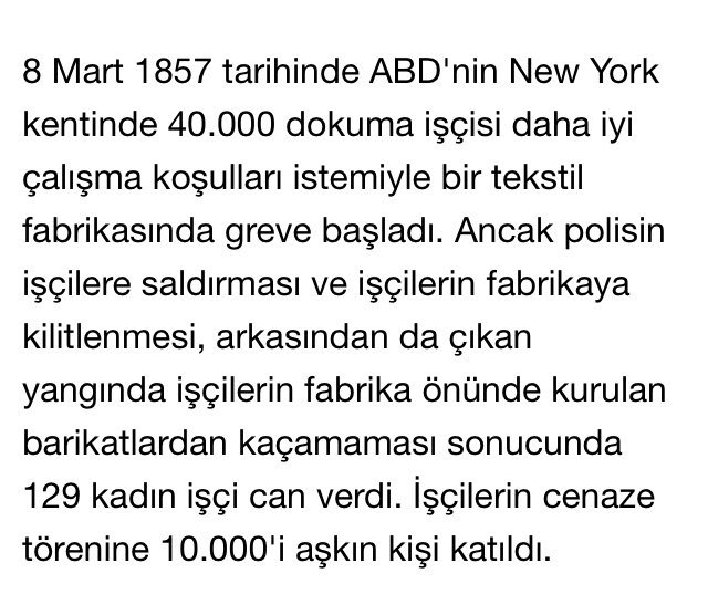 #8MartDünyaKadınlarGünü gelirken...günün amacı çiçek böcek hediyelenmek değil amacından saptırmayın ve kadınlar buna izin vermeyin çünkü bugün geçmişin acılı izlerini taşıdığı için bugün oldu...