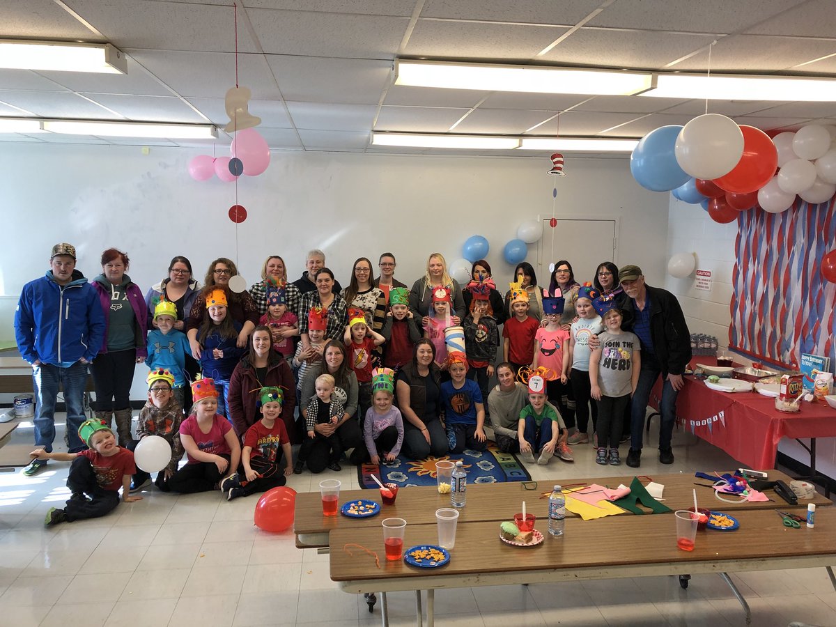 msmstacey2's tweet photo. Great day celebrating Dr. Suess’ Birthday with students and caregivers on March 2nd at SJA in Lamaline. @NLESDCA @SJAjags https://t.co/nBOdmr6BGb