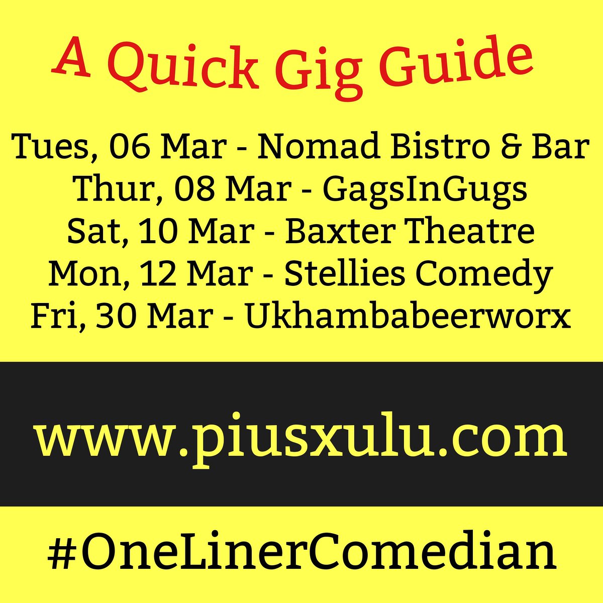 PiusXulu's tweet photo. To support or not to support #LocalComedy?
.. To support it 😎 @SAComedyShares #OneLinerComedian https://t.co/7BFg9T4vMG