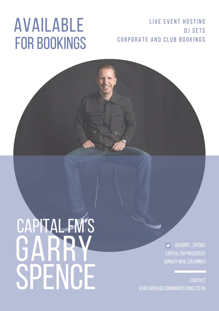 We are delighted to be adding <a href="/CapitalScotland/">Capital Scotland🏴󠁧󠁢󠁳󠁣󠁴󠁿</a> DJ and <a href="/Sunday_Mail/">Sunday Mail</a> columnist <a href="/garry__spence/">Garry Spence</a> to our roster!

For all booking enquiries please email: karla@kabecommunications.co.uk