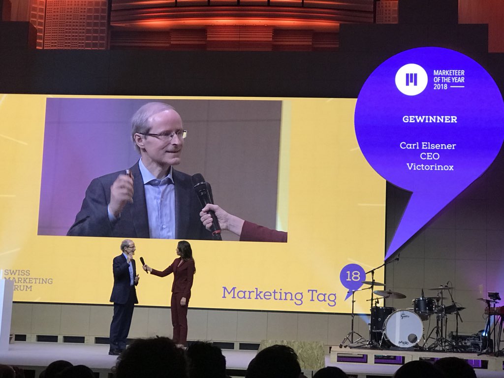 CaroleSchoch's tweet photo. Carl Elsener #marketeer of the #year2018 am #marketingtag18 https://t.co/SWhsR7HU7V
