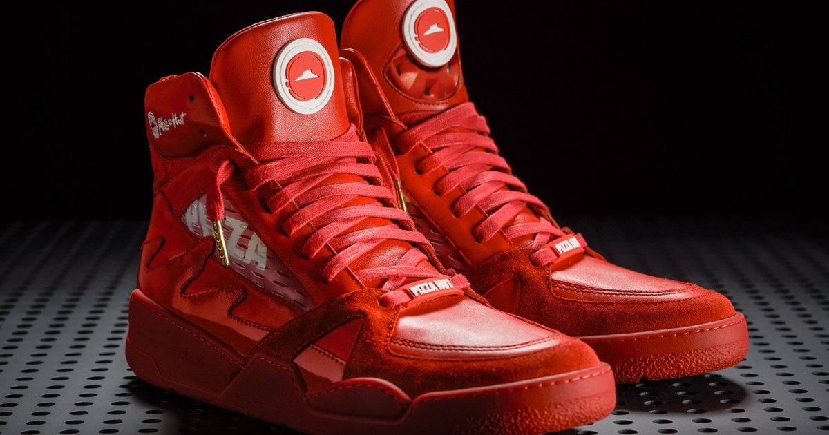 USATODAYmoney's tweet photo. Pizza Hut makes fresh pair of pizza-ordering shoes, but you can buy these Pie Tops https://t.co/Y50nz6LQv4 https://t.co/xqRclijtNw