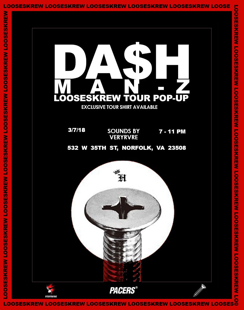 Pacersintl's tweet photo. @HeirDash LOOSESKREW TOUR POP UP SHOP IN NORFOLK VA ! 
Sounds by @VERYRVRE https://t.co/JaN3LD4lrT