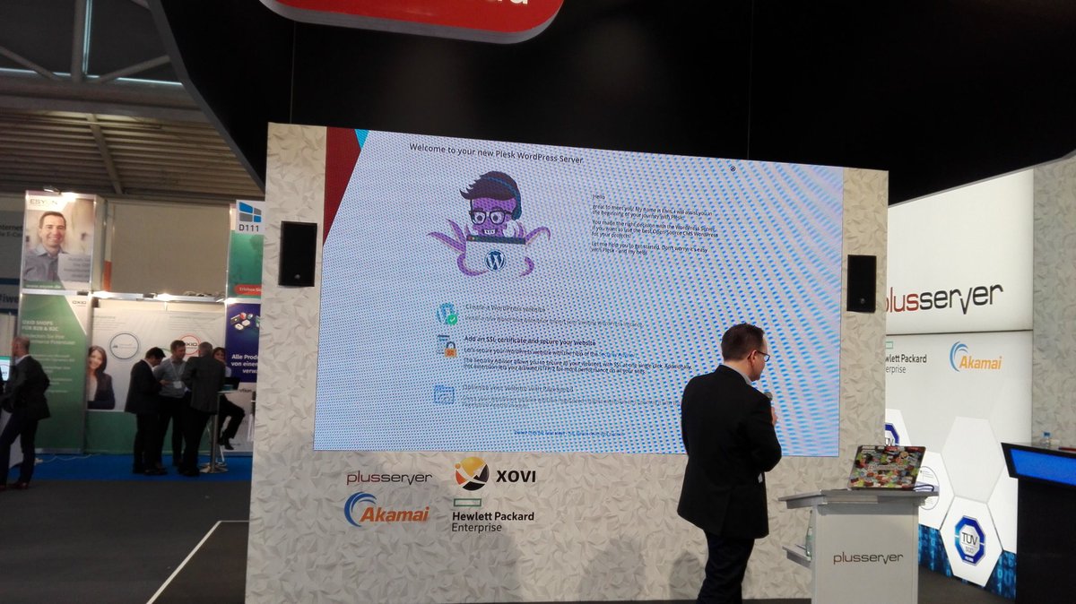 nullbytes's tweet photo. #plesk Staging Vorstellung von Plusserver auf der #iwexpo18. https://t.co/0gLd8cTJet