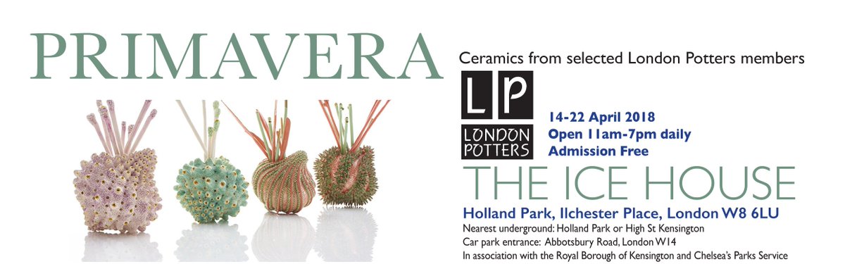 LondonPotters's tweet photo. Stepping into #spring with seven selected @LondonPotters members!  Visit our Primavera exhibition at The Ice House #hollandpark #londonw8 14-22 April.  Open 11am-7pm daily.  Free admission.
#rbkc #kensington #londonparks 
#cremerging #promotingceramics #supportingourmembers https://t.co/SAGy6vsRaG