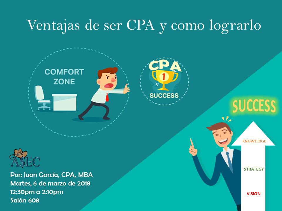 asec_uprb's tweet photo. ¡Saludos miembros! 

Acompáñanos hoy  martes, 6 de marzo a conocer las Ventajas de ser CPA y cómo lograrlo por Juan García CPA, MBA. La misma se llevará a cabo en el Salón 608 de 12:30p.m a 2:10p.m. ¡Los esperamos! 

#TeamASEC #UPRB https://t.co/6P9E63Tb1H
