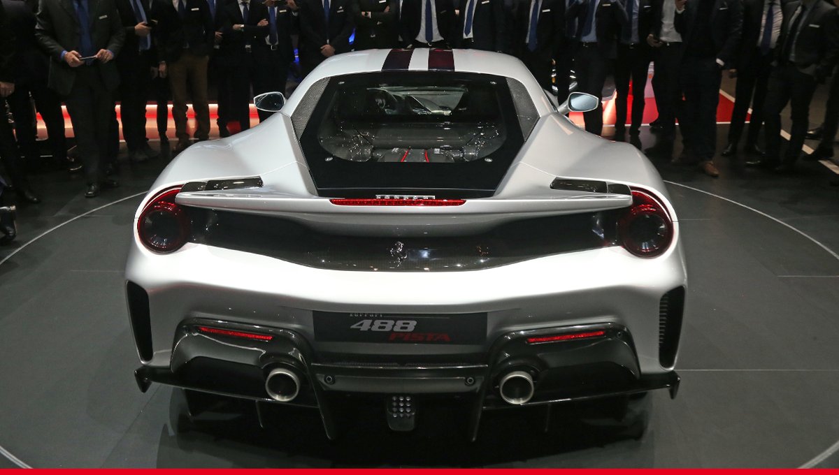 Ferrari's tweet photo. The #Ferrari488Pista shining bright in its silver version at the @GimsSwiss. Learn more about its design which sets a new extreme standard: https://t.co/ePYTl6MO4q #GimsSwiss https://t.co/J7GKJiRolc