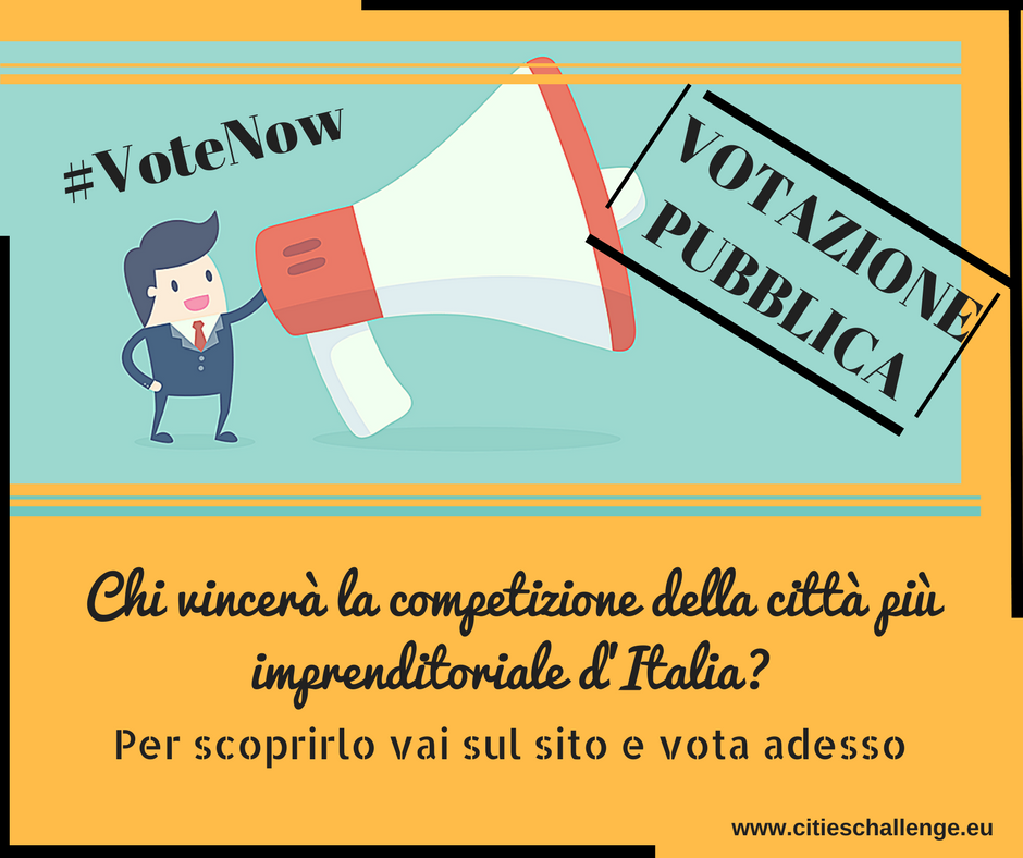 challenge_italy's tweet photo. #CitiesChallengeItaly apre le porte alla votazione pubblica!!! 🍀🤞Per scoprire chi sarà la città più imprenditoriale d'Italia 🌍 vai sul sito https://t.co/fE2xjDj3P8 e vota la tua città preferita, poi taggaci e condividi su twitter e FB 😍 Hai tempo fino al 20 marzo! ⬅️ https://t.co/YY7xGndqQP