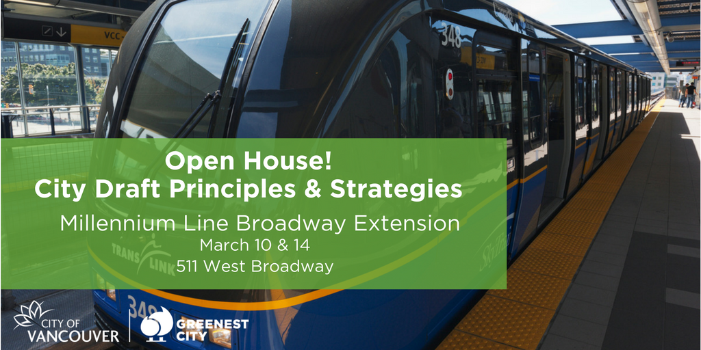 CityofVancouver's tweet image. We are working with @TransLink to prepare for a future extension of the Millennium Line underneath Broadway. Come speak with us on March 10 and 14 to help us refine the City's principles &amp;amp; strategies that will guide our design and construction mitigation. ow.ly/OW3230iM3VV