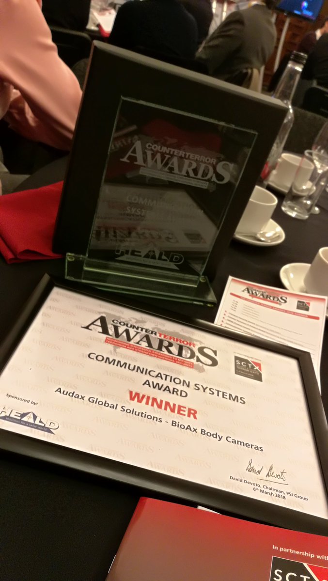Rockhoppas's tweet photo. Plymouth's global security firm @audaxsolutions are celebrating winning the Communications System Award at the Counter Terror showcase in London with their @H2020SME project #BioAX @sctx18 @WTelfordHerald @PlymouthHerald @WMNNews @DevonLiveNews @radioplymouth @itvwestcountry https://t.co/bMNF3eYdu5