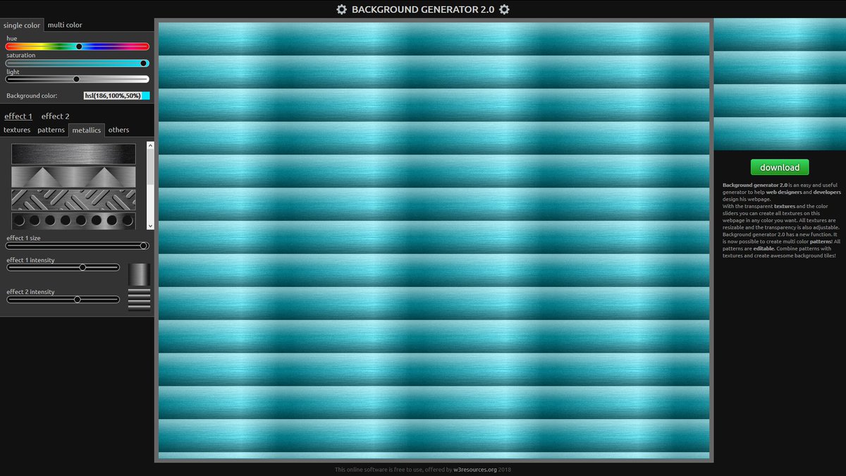 BackgroundTiles's tweet image. Background generator 2.0 Combine textures with patterns, metallics, colors and effects and create the most beautiful background tiles. #graphic #webdesign #webdevelopment #background
generator.background-tiles.com