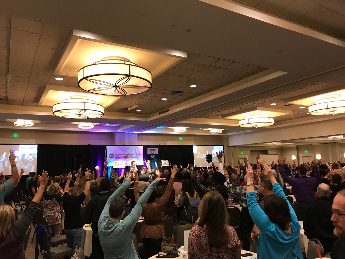 tovarrabatte's tweet photo. Everyone psyched to get their hands in the air kicking off Day 2 of the @NAEA_HOPE #NAEAConf2018 be sure to go to presentations by our partners in Dallas and Little Rock today! @Apex_Learning supports #ReallyReady students! https://t.co/ur1uv4pb64