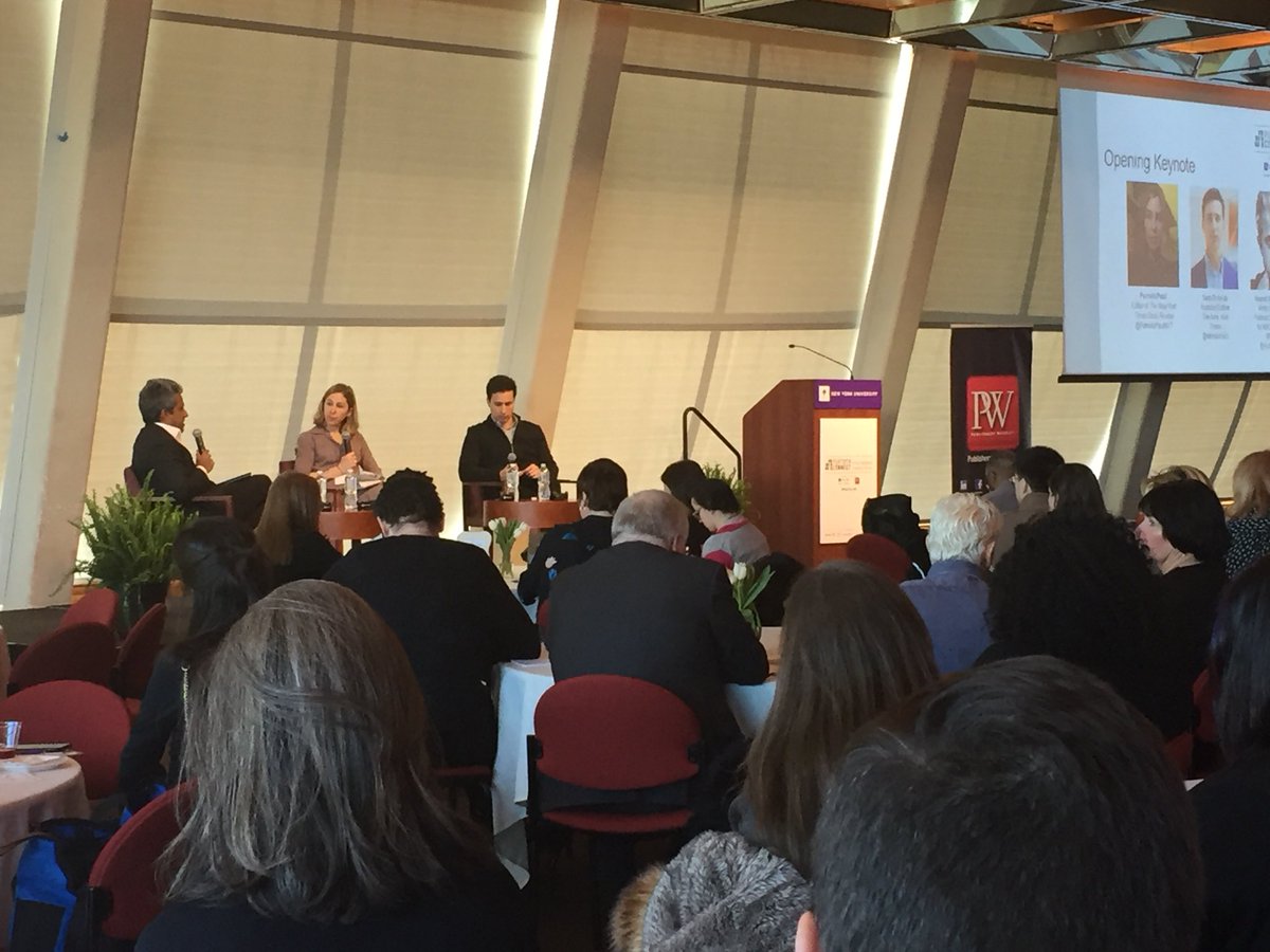 NYUSPS's tweet photo. .@AnandWrites, @PamelaPaulNYT, and @samdolnick discuss how publishers can help their readers at the @NYUPublishing and @PublishersWkly #PubTechConnect conference now underway https://t.co/mDN83I0xQl