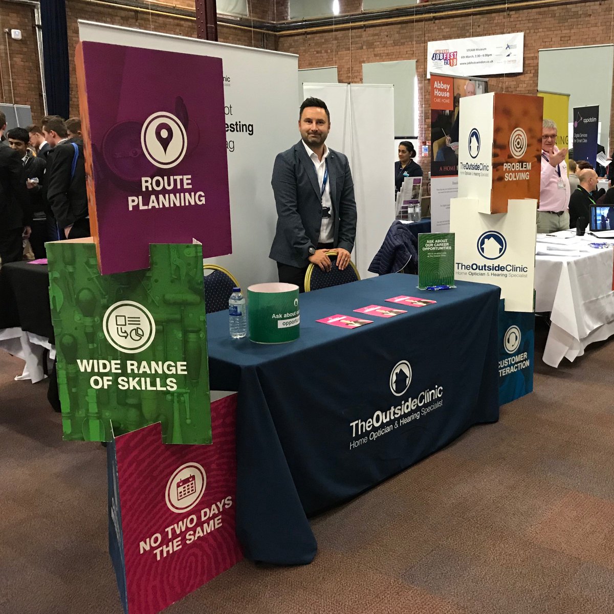 Come and have a chat today at <a href="/SwindonJobFest/">Swindon JobFest</a> about opportunities at The Outside Clinic. Open till 6 at <a href="/steam_museum/">STEAM Museum</a>, Swindon.