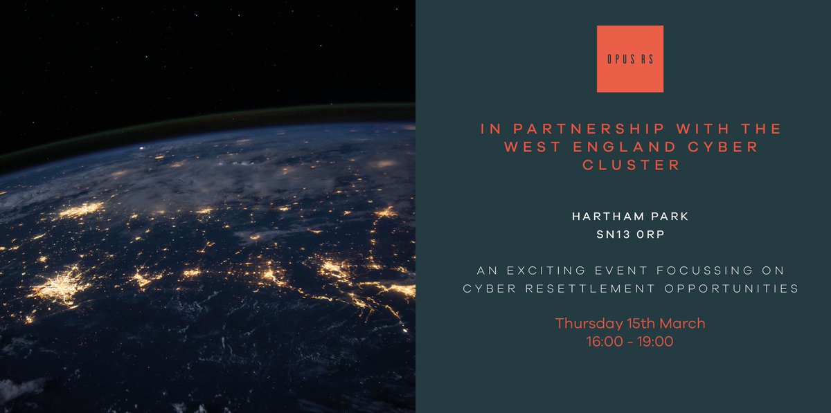 OpusRSNews's tweet photo. The next @CyberWEngland event will be taking place at Hartham Park on Thursday 15th March. 
Guest speakers from the MOD, Lighting Talks and complimentary food and drink! To register your attendance please follow the link https://t.co/2AukHZa3Nq https://t.co/zArU8oUYdC
