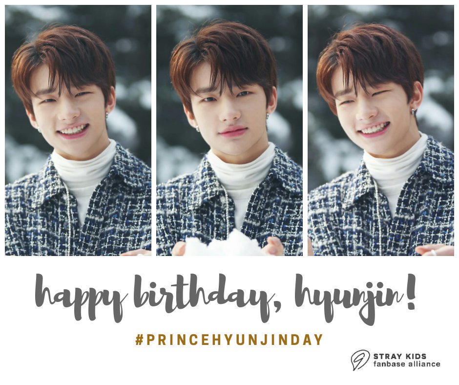 [HYUNJIN DAY PROJECT] with the 55 fanbase joined to Stray Kids Alliance and with the help of the fans To celebrate Hyunjin's birthday we will use this hashtag. #PrinceHyunjinDay Day: 20/03/18 Time: 12am (KST) RETWEET ! #스트레이키즈 #StrayKids