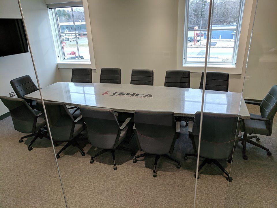 SheaConcrete's tweet photo. Looking sharp! Just put in our new concrete conference room table at the new Shea headquarters!!! #sheaconcrete #precast #custom #table #concrete #design #awesome #workspace #comeandcheckitout https://t.co/CQk5Cv5Zlb