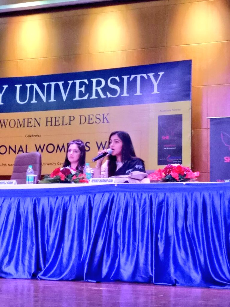 theshewings's tweet photo. Priyanka c Raina speaking on the agenda of "Spreading Awareness Around Menstrual Health &amp; Hygiene" at the #YesIbleed event at Amity University in Noida. https://t.co/S6UZMjibjO