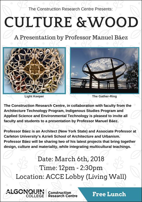 ACSustainable's tweet photo. Today! Amazing lunch & learning event! 12 noon in ACCE building. #sustainability #wood #architecture #indigenousculture @AlgonquinACCE #ACBuilds @AgentIroquois https://t.co/QmaTkdFbDL