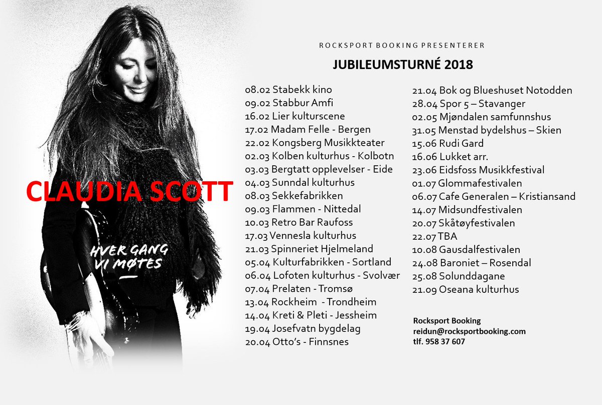 Claudia__Scott's tweet photo. Jubileumsturnéen fremover. Vi er heldige som får oppleve Norge på kryss og tvers.🎶🎸😎 https://t.co/UbhGFd3EDZ