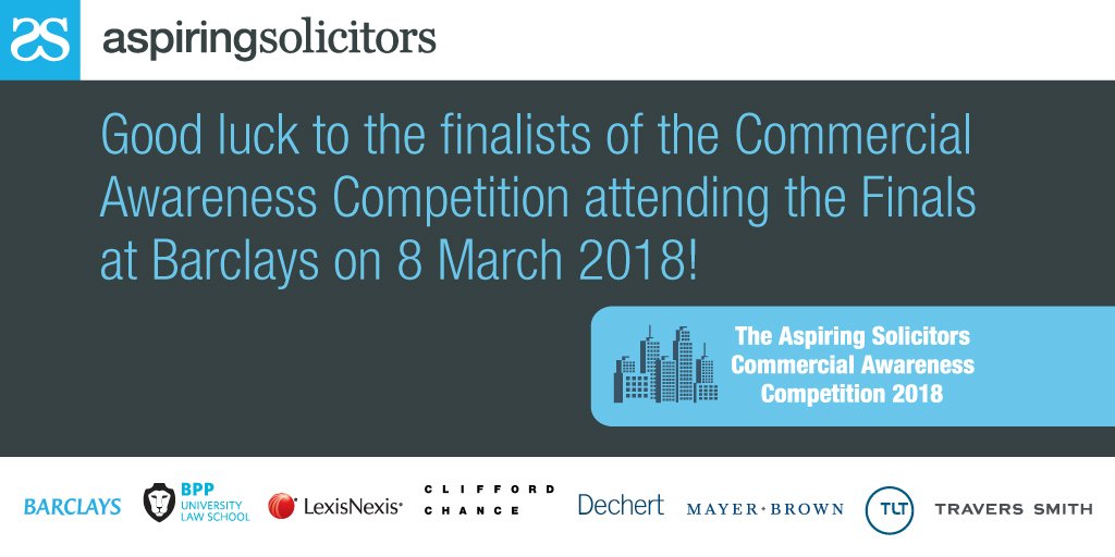 Excited to be a judge at the upcoming Aspiring Solicitors Commercial Awareness Competition finals this Thursday.  Good luck to all the finalists.