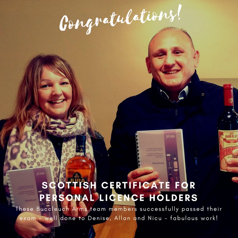 SarahDalrymple7's tweet photo. SDConsultancy- Skills, Development, Careers - delivering Scottish Certificate for Personal Licence Holders courses
Congratulations to Denise, Allan and Nicu for their fabulous results
#BuccleuchArms
#SQA #SCPLH #success https://t.co/KAgktso6NC