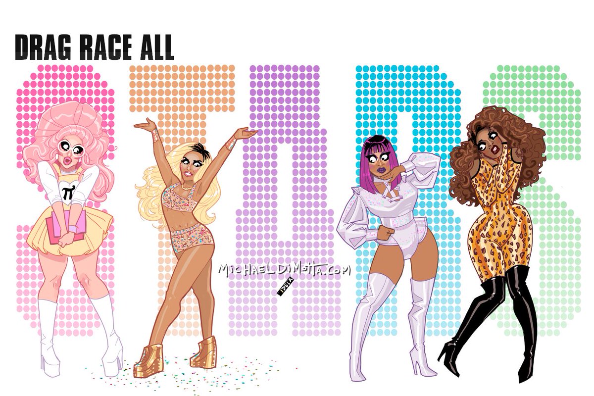 MjDiMotta's tweet photo. Gag up your life! This weeks illustration with @trixiemattel @itsshangela @bendelacreme @kennedyddoftx @bebezahara @rupaulsdragrace #allstars3 #rupaulsdragraceallstars3 #dragracefanart #bendelacreme #trixiemattel #shangela #bebezaharabenet #kennedydavenport #michaeldimotta #gag https://t.co/fxB2QsxQVd