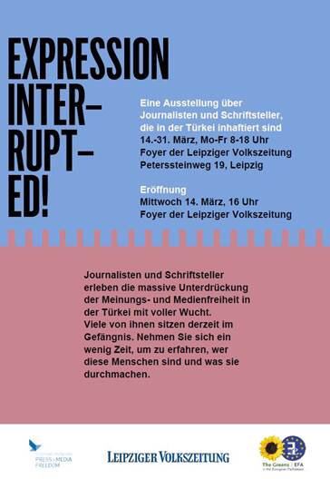 RebHarms's tweet photo. Wer sind die Journalisten, die in der Türkei ins Gefängnis geworfen wurden? Während der @buchmesse Leipzig geben wir mit der Ausstellung einigen von ihnen ein Gesicht. In Zusammenarbeit mit @ECPMF @LVZ #ExpressionInterrupted #FreeThemAll https://t.co/4zuuvhgwwJ