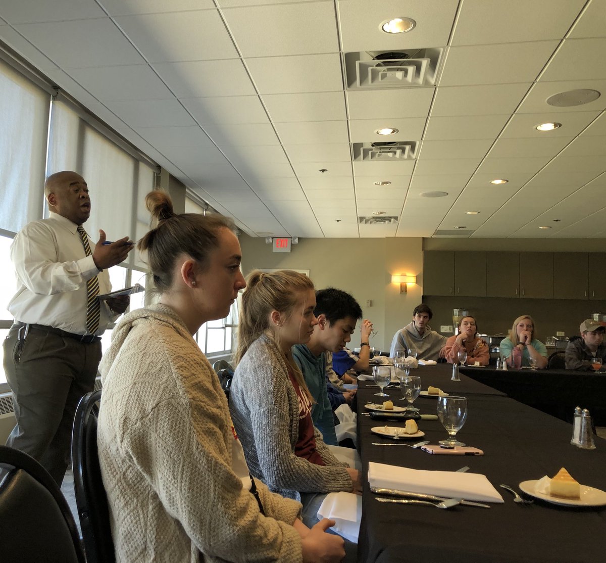 GtownSGA's tweet photo. A special thanks to everyone that came out to Fuel &amp; Feast! It was great to have a full crowd making meaningful suggestions to Brian Thompson and his staff, and to hear Dr. Bryan Langlands’ great message on healthy living! #FuelandFeast #NexusApproved https://t.co/qdLaYW0OWs