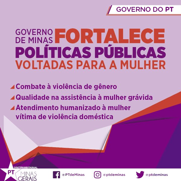 ptdeminas's tweet photo. Ações e programas do Governo Fernando Pimentel focados no público feminino visam a igualdade de gênero, a garantia de direitos, segurança, autonomia econômica e avanços na promoção à saúde da mulher.
#PTdeMinas #GovernoDoPT #JeitoPTDeGovernar #MêsDasMulheres https://t.co/PF8jkrj04u