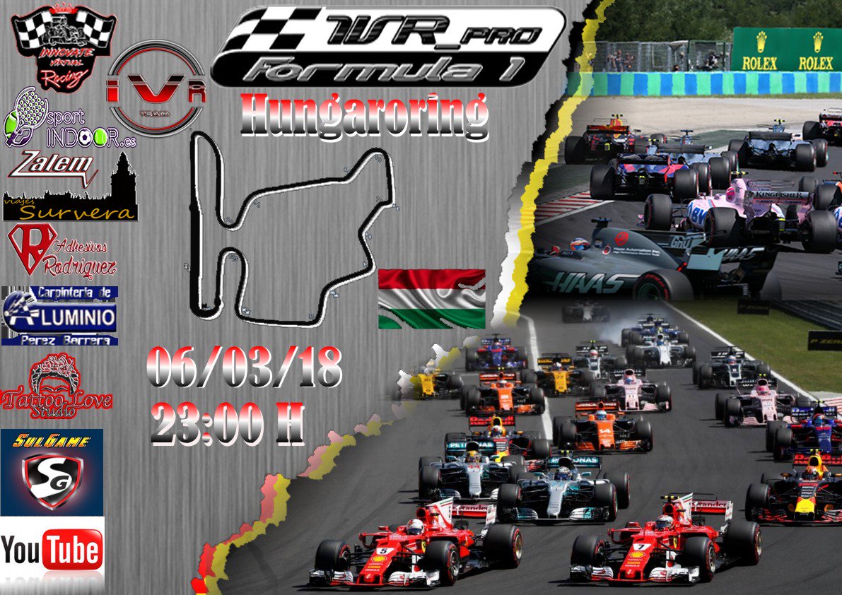 DesignArtStudio's tweet photo. Semana de #IVR_PROS 
Oí toca la #IVR_PROF1 desde #HUNGARORING desde las 23:00 en directo veremos el carreron que nos espera después del parón de 15 días 
Como siempre desde el canal de @sulgameyt con @luismolina3108  y @Jesus_Hdez99  luego pasamos enlace ✌🏁 https://t.co/WkEif4lwFs