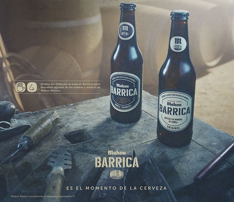 MahouSanMiguel's tweet photo. Ésta es la iniciativa de #MahouBarrica por la que @AspapelOficial nos ha concedido el premio: una campaña gráfica donde acercábamos al consumidor, gracias al olor y al tacto, el envejecimiento de cerveza en barrica de roble #Repapel https://t.co/i4kWd5sMa5 https://t.co/lMH7uhvFOc