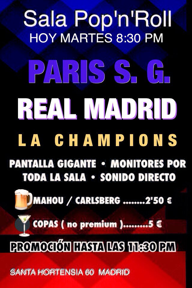 #LaChampions #RealMadrid #PantallaGigante #mahou #Gintonic #Promo <a href="/realmadrid/">Real Madrid C.F.</a>  #HombresG #Cerveza #PopEspañol #Rock