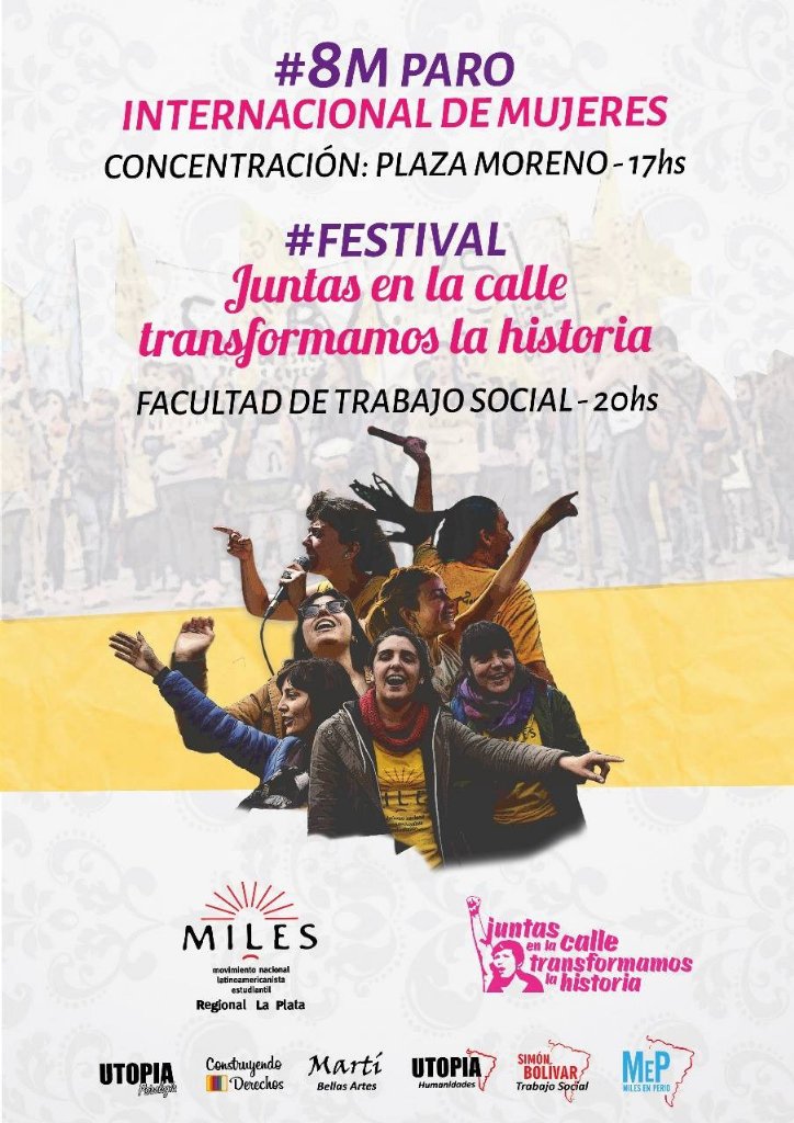 ENPLEncuentro's tweet photo. Los/as compañeros/as del @MILESENPL LaPlata desarrollan diferentes actividades de cara al #8M https://t.co/Vr9mNmIh7Q