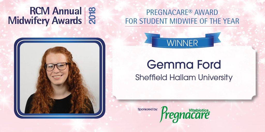 MidwivesRCM's tweet image. Congratulations to Gemma Ford from @sheffhallamuni who receives £1,000 towards her project and is the @vitabiotics Pregnacare® Student Midwife of the Year! Congratulations Gemma! #rcmwinner #rcmawards