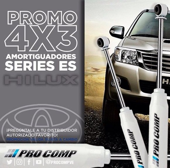 RUTAS_4WD's tweet image. YO siendo ustedes no me pierdo esta #Promocion que #procompve tiene para ustedes. _____________ ¡Puedes adquirir 4 amortiguadores #SERIES ES HILUX PROCOMP y SOLO CANCELAR 3. BÚSCALOS EN NUESTROS DISTRIBUIDORES AUTORIZADOS. ____________ #ProComp @ProcompVe