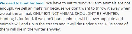 CClearych's tweet photo. Lazily Googling arguments for and against hunting so I've something to say in my French class later & came across this excellent point: "ONLY EXTINCT ANIMAL (sic) SHOULDN'T BE HUNTED". So true, friend. So true. #internetwisdom https://t.co/suckH4Uc0T