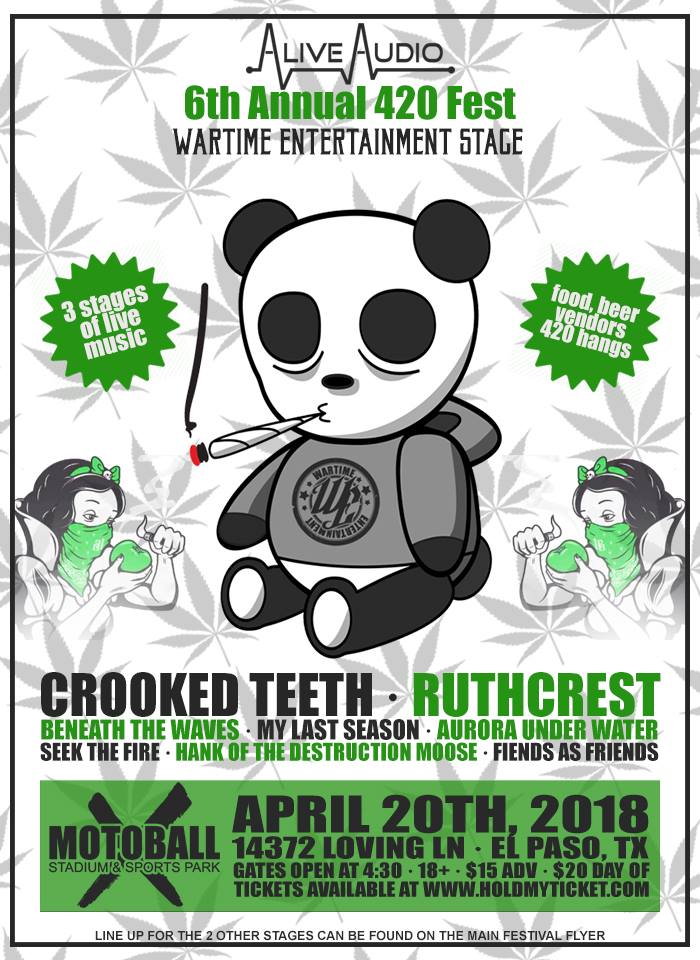 WartimeRecords's tweet photo. 420 Fest 
3 stages!!!! 
@crookedteethca @Ruthcrest @BTW_Band @mylastseason915 https://t.co/S2y7uoK2fV
