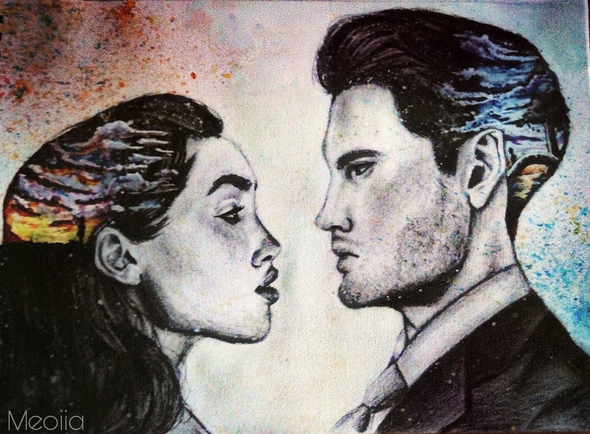 Meoiia's tweet photo. Confession.The sunset is orange which is like fire and that is lily's personality and the sky is dark and blue so it's like the cold which is Mr ambrose. I'm not good at explaining,it's weird drawing it as I'm young and my parents are with me but wish me luck! #SnSFanArt2018 https://t.co/NXQSwaMTzS