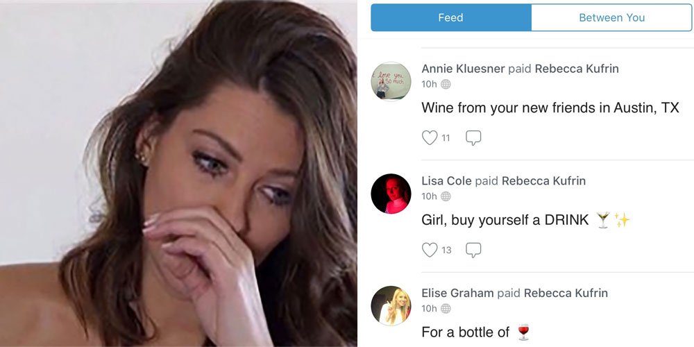 BuzzFeed's tweet photo. Women are sending Becca from "The Bachelor" wine money on Venmo after she was humiliated by Arie https://t.co/tlvhbdT225 https://t.co/Ufs8dBVxuA