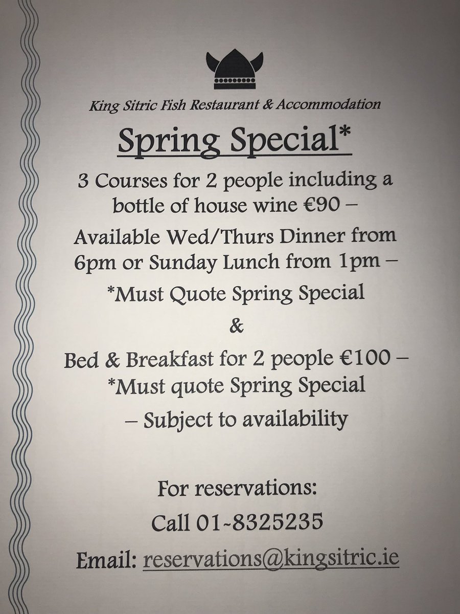 Don’t miss out on this great offer! Call or email now to book - spaces limited 🐟🍷#springspecial #seafood