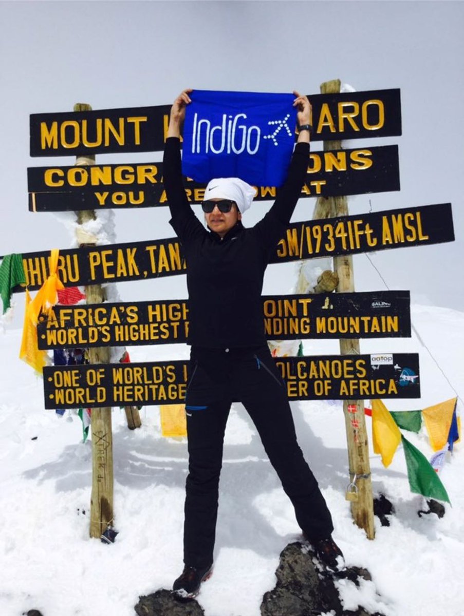 IndiGo6E's tweet photo. We are extremely proud of our First Officer Priyanka Soni! She has scaled the highest peak #MtKilimanjaro today in an unforgivingly harsh weather at 11:20am, EAT. Her #6ESpirit undeterred is shinning through at 19,341ft &amp; we can't help but, gasp in awe! #MarchOn #ChaseYourDreams https://t.co/fgKsd8GZyI