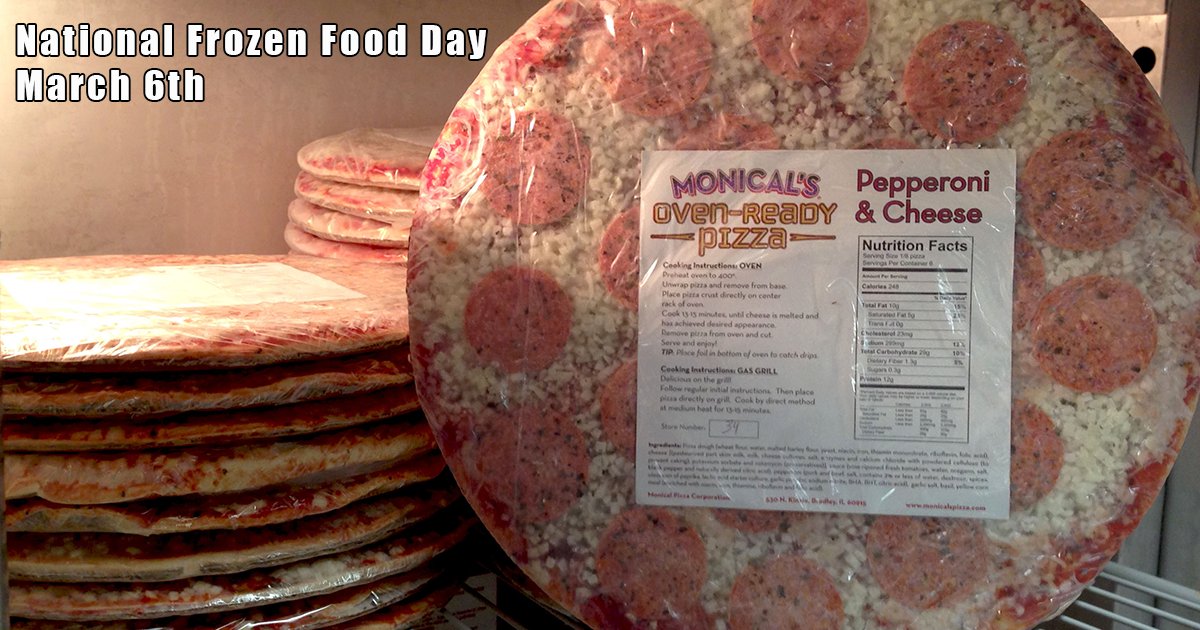 Monical's Oven-Ready Frozen Pizzas...for all your pizza emergencies! 
🍅 ❄️ 🍕 #NationalFrozenFoodDay