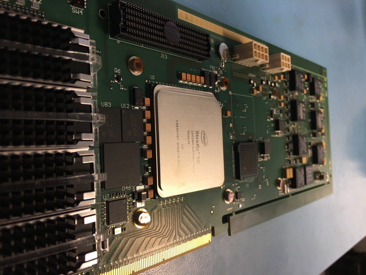 Telesoft_Tech's tweet image. We have our new #FPGA 4x100G, PCIe 3.0 x 16 card, using @intel Stratix 10 in our #R&amp;amp;D lab and I think you will agree that it is a beauty! All of that #ProcessingPower #Performance#PowerEfficiency and #Density in one card! #Infosec #CyberSecurity #electronics #innovation