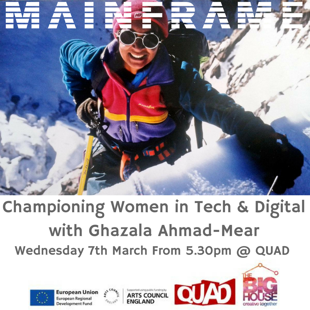LveDby's tweet photo. Championing Women In Tech &amp; Digital with Ghazala Ahmad-Mear on Wed 7th March 2018 @derbyquad https://t.co/nnNCVvnhFX #ERDF #TheBigHouse #Mainframederby https://t.co/wFEhgm0KFp