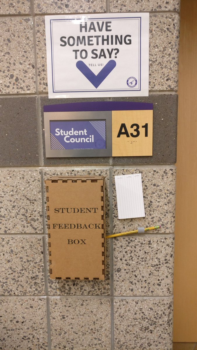 You can add your own comments by writing them down and dropping them into our "Student Feedback Box"! By room A31 in the cafe.