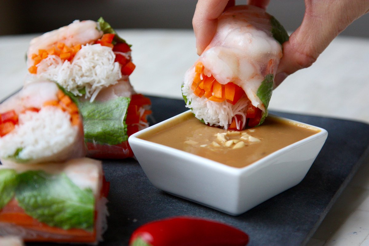 Trust us, you need these shrimp spring rolls with spicy peanut sauce in your life. They are the real deal! Get the recipe here goodthymekitchen.com