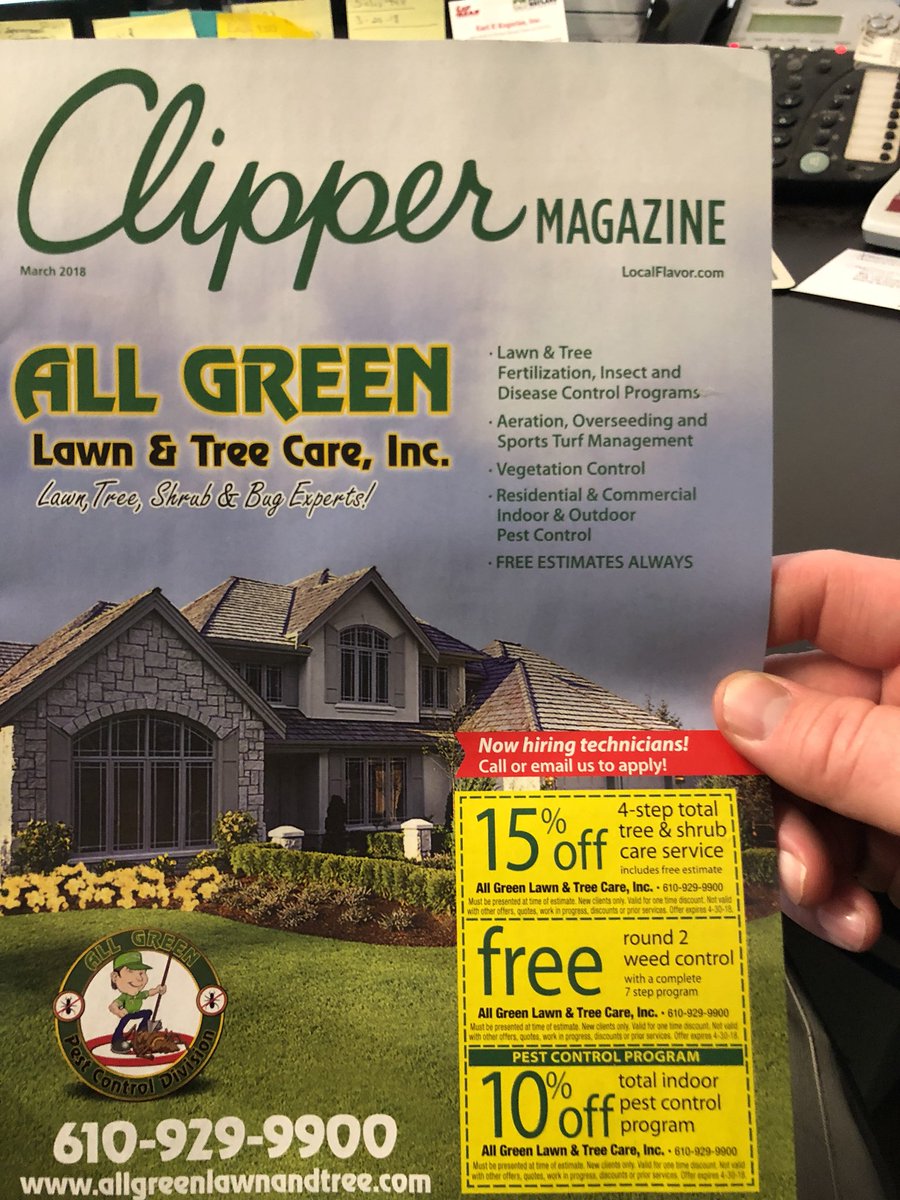 allgreen2003's tweet photo. Check us out in your local Clipper Magazine!!!  Save a few dollars with All Green! https://t.co/VNyjOH2dRM